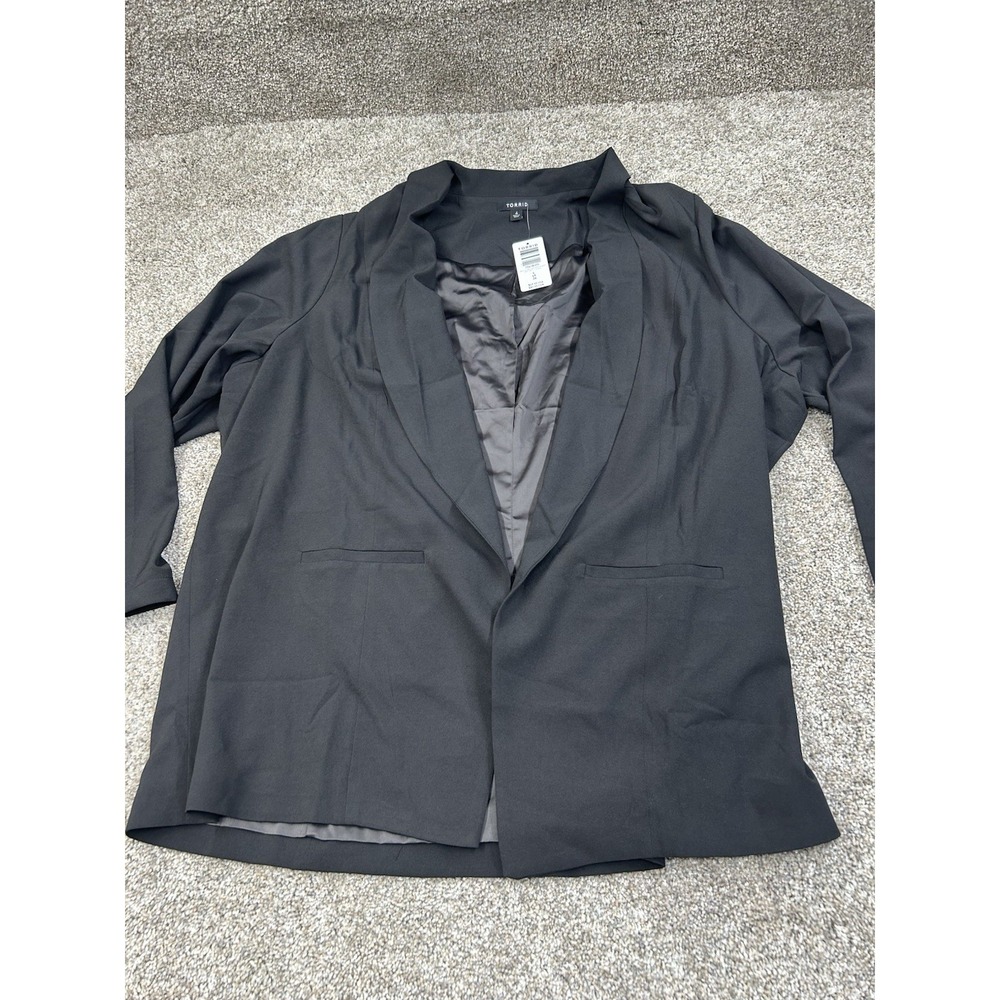 New Torrid Women's Longline Crepe Blazer Jacket Black Size 4X/26 #0343